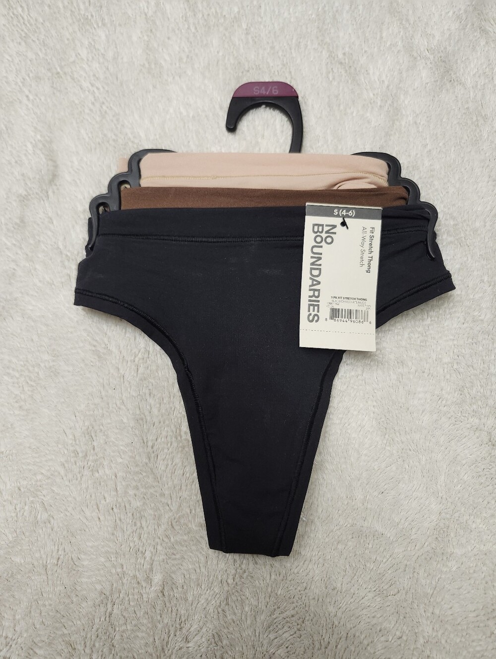 • NWT No Boundaries Women's 3 Pack Fit Stretch Thong Panties Small Multicolor